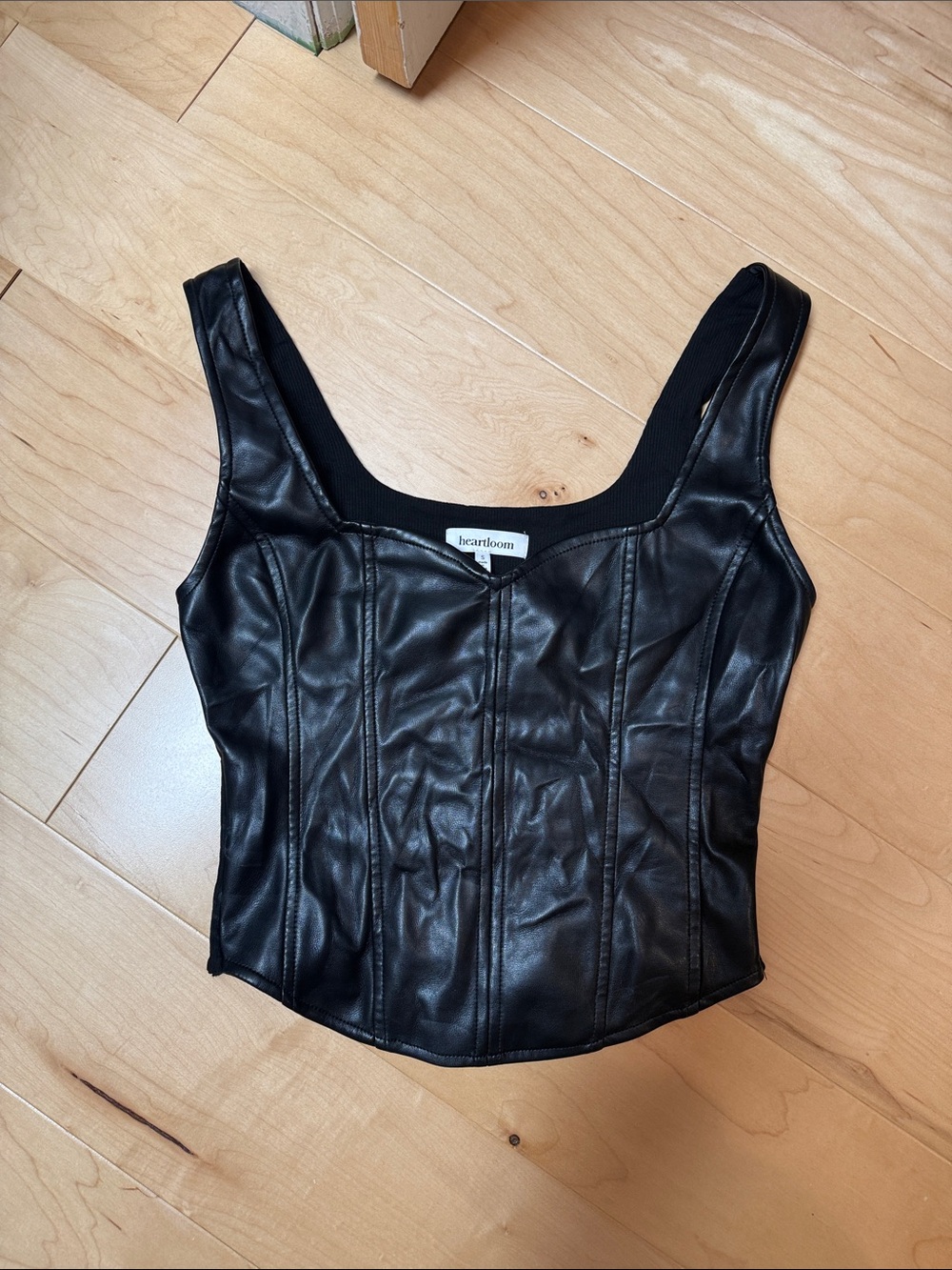 Heartloom Black Faux Leather Corset-Style Camisole